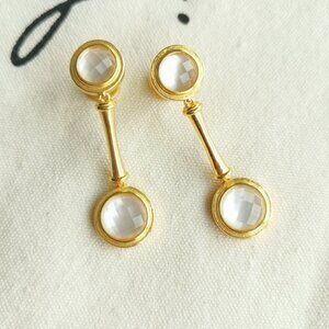 Julie Vos Earrings - Bamboo - Clear Crystal Gold